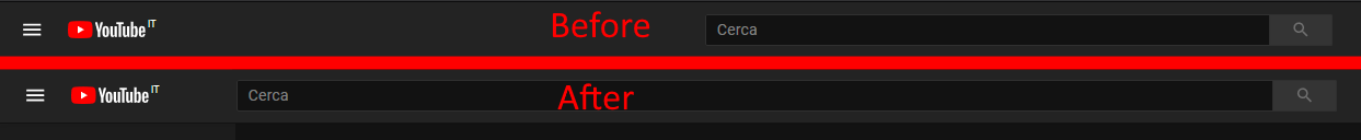 Youtube - Search bar on the left