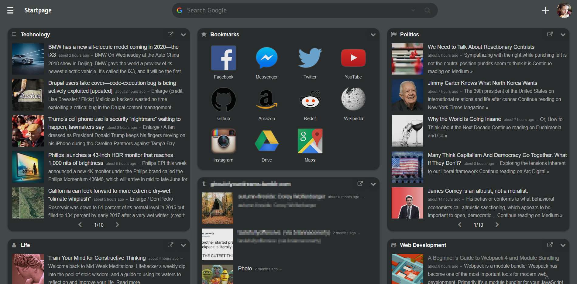 start.me Dark and Clean