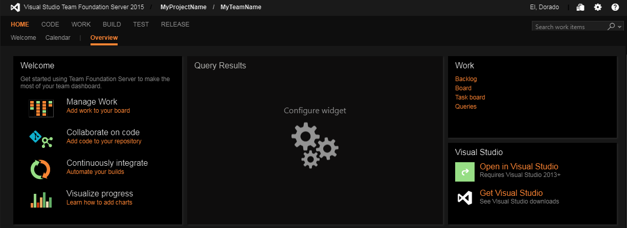 Visual Studio Team Foundation Server TFS 2015 Dark