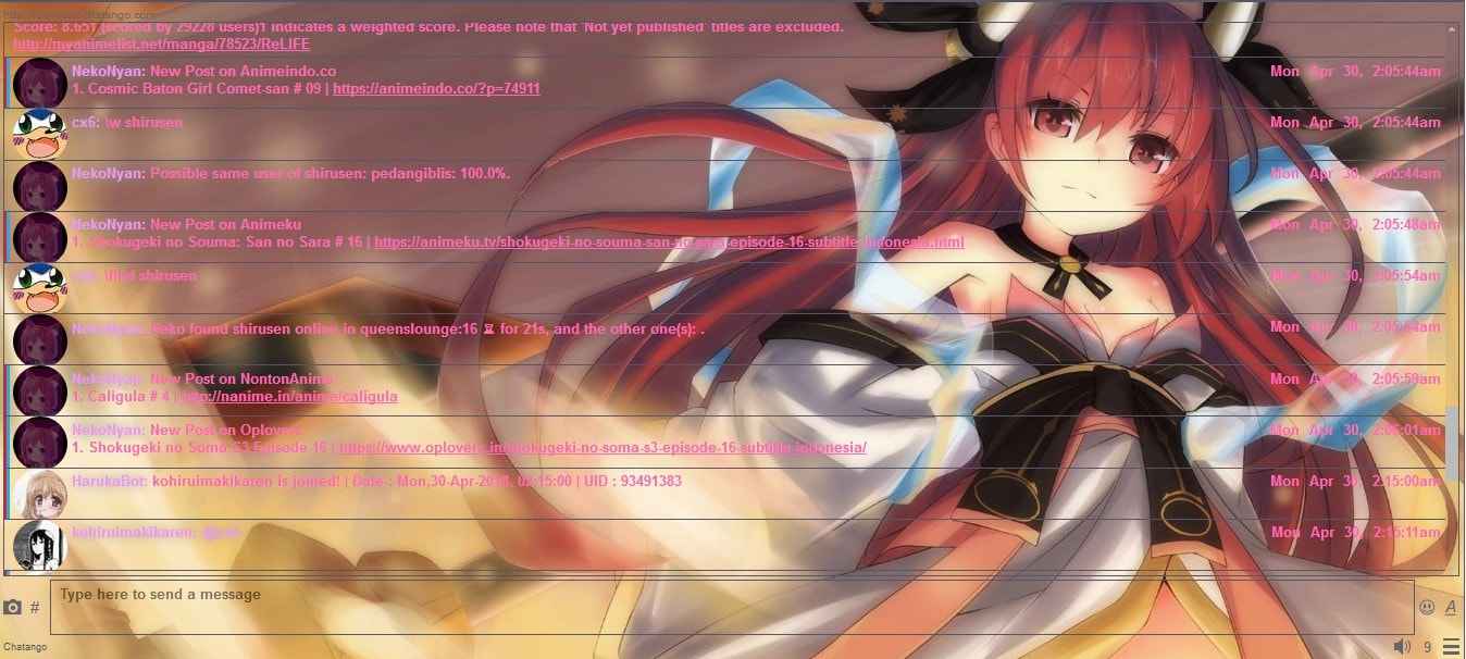 Chatroom anime theme "Itsuka Kotori"