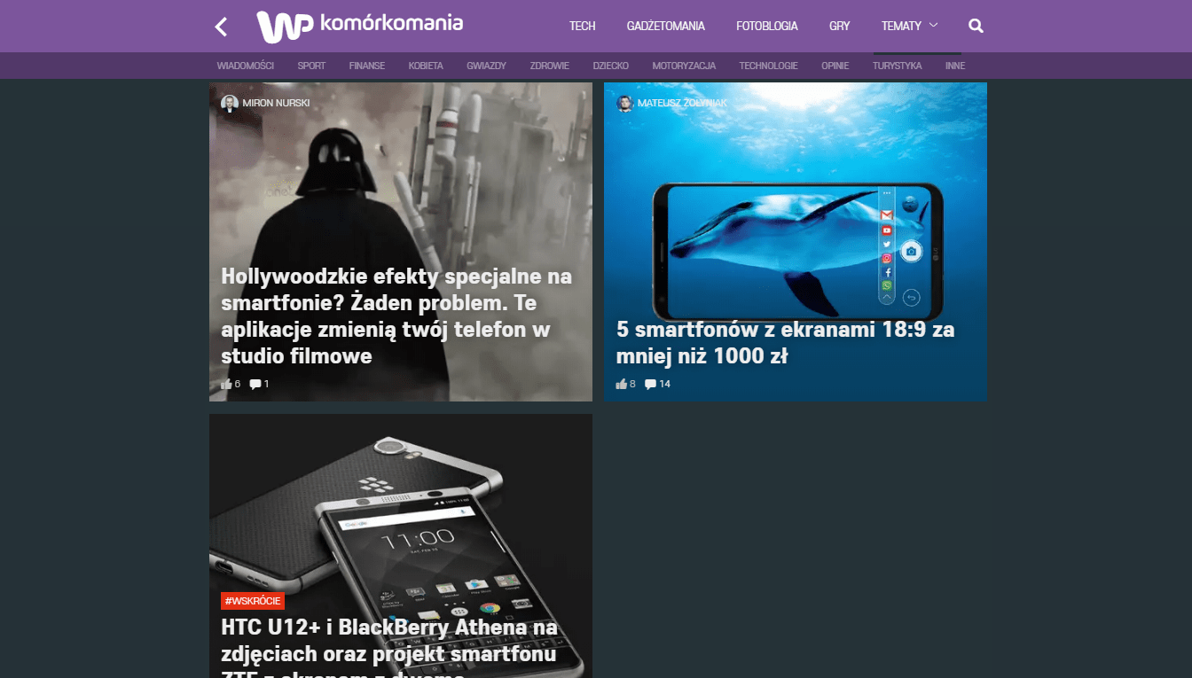 komorkomania.pl - ciemny motyw