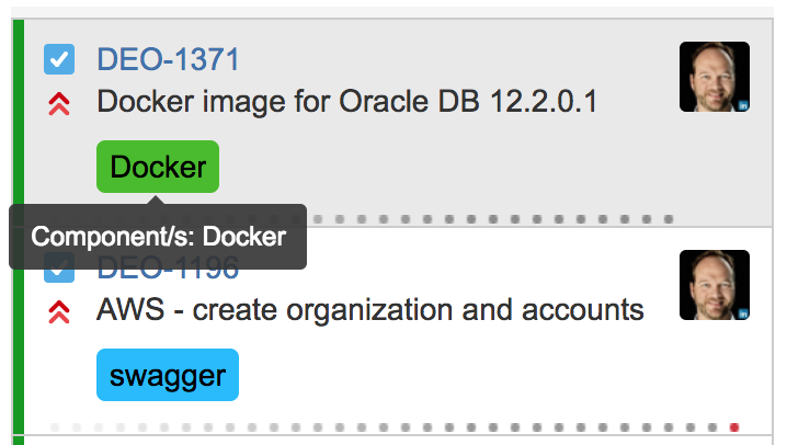 JIRA coloured labels and components