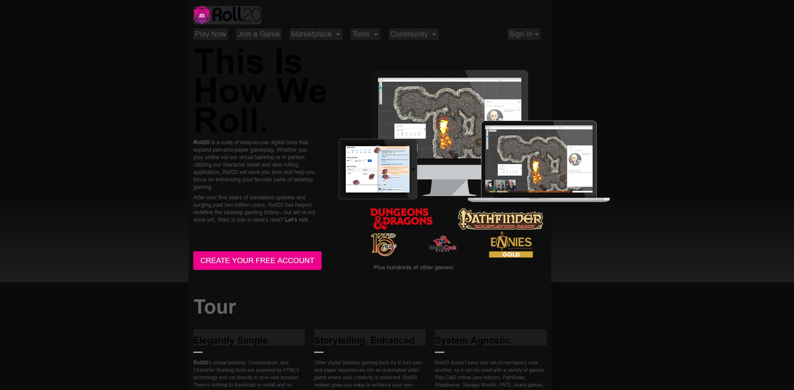 Roll20 Dark Mode (Main Site)