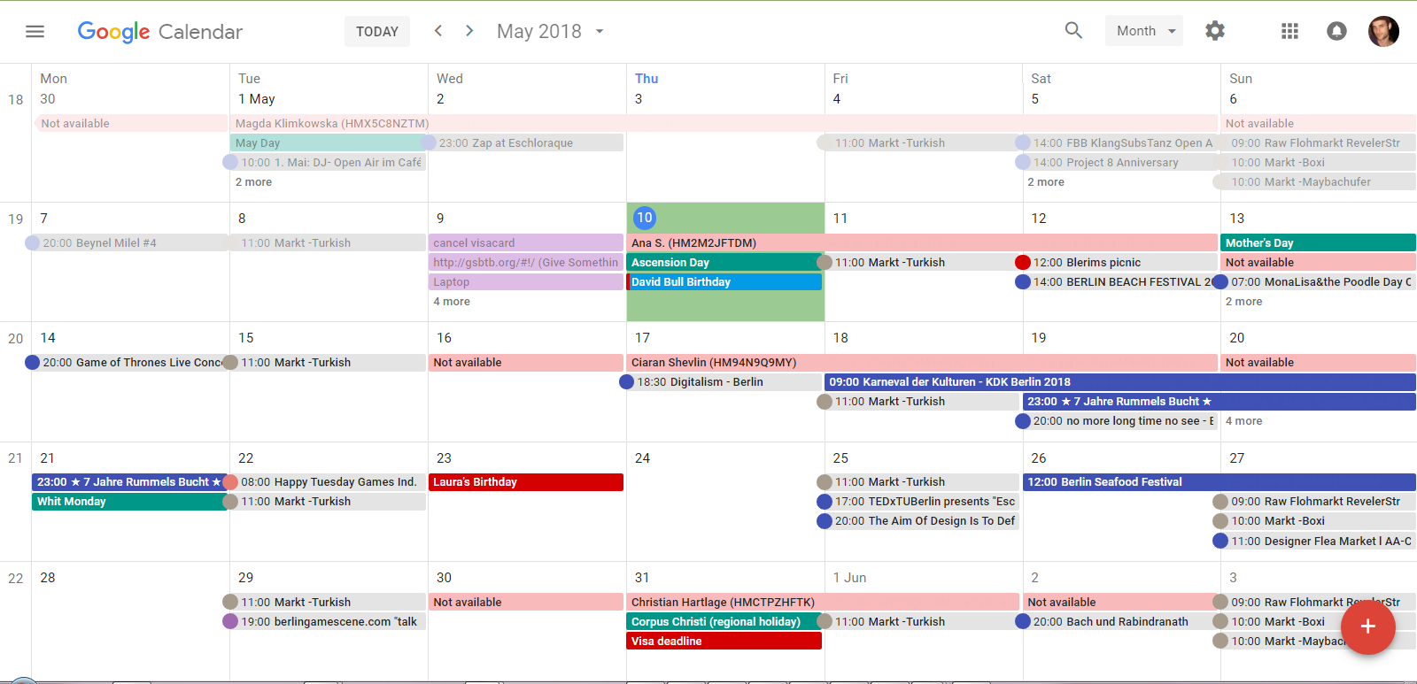Google Calendar timeslots highlight