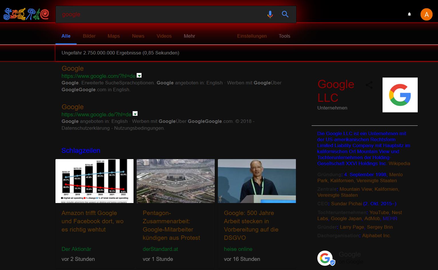 Google Red Black