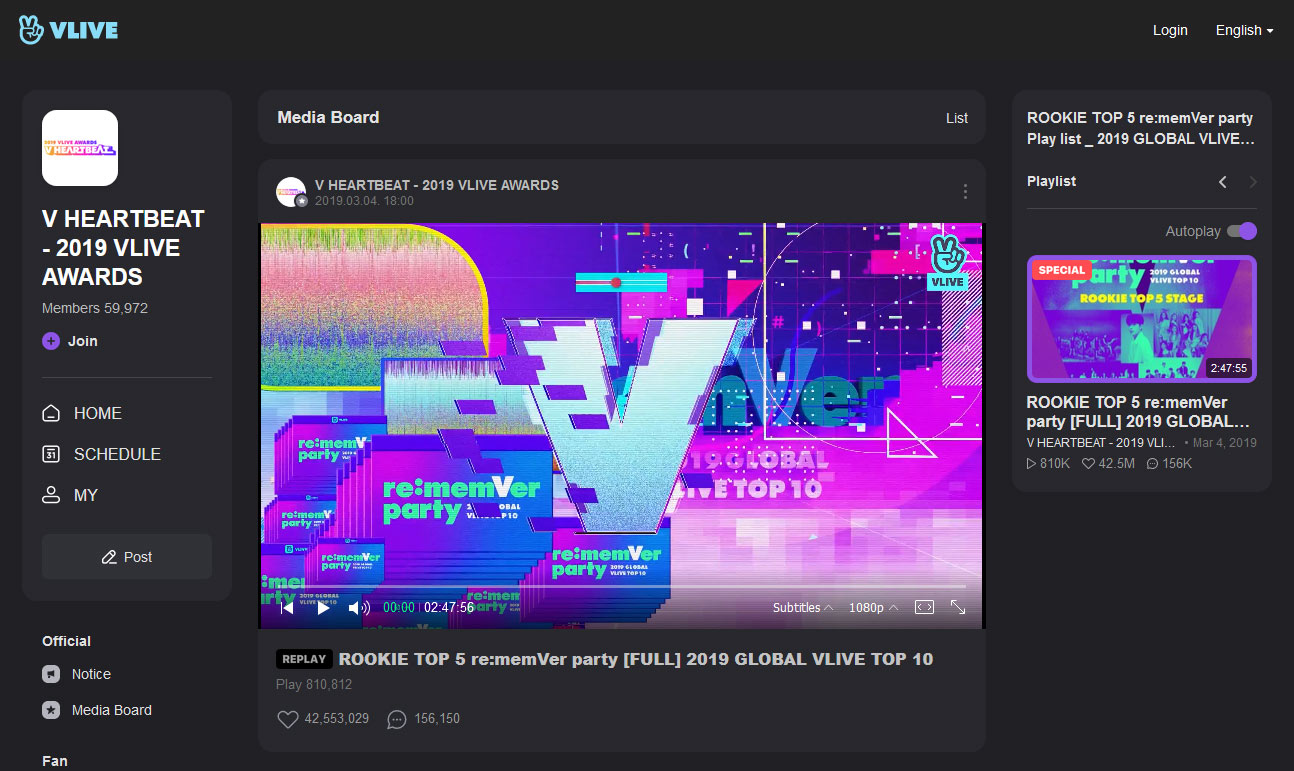 VLIVE Dark Theme