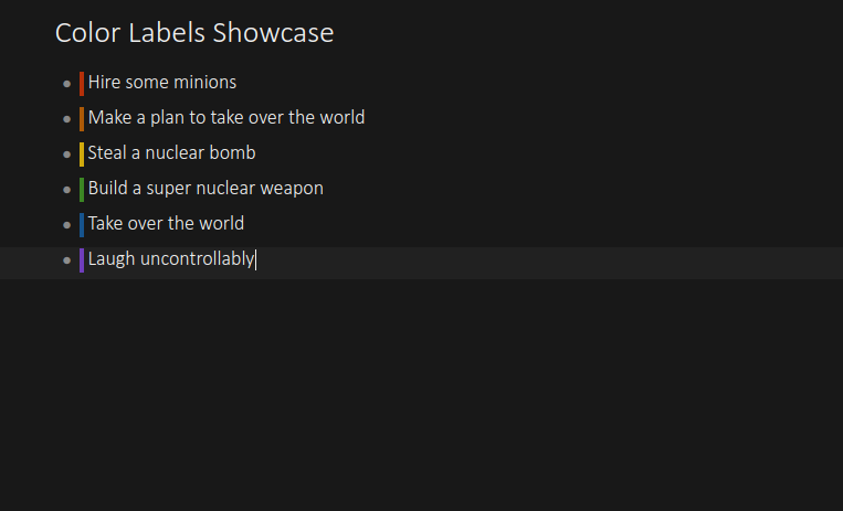 Dynalist Shy Color Labels