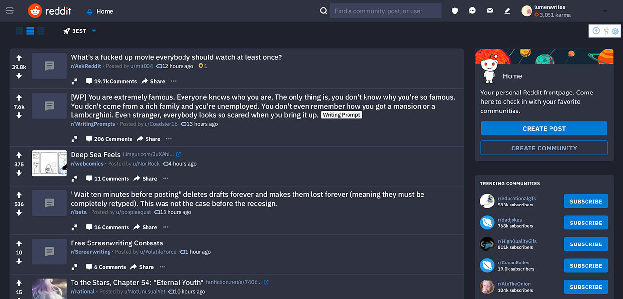 Dark Mode for New Reddit Redesign