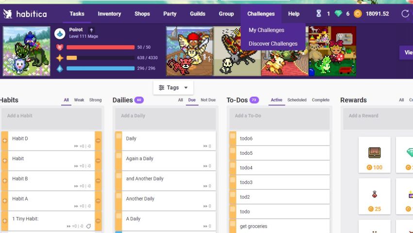 Habitica Collapse Checklists