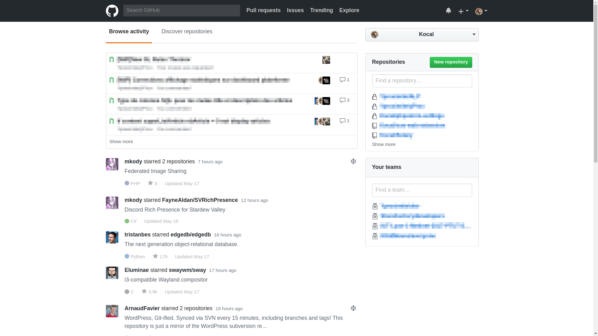 GitHub Old Dashboard Columns Order