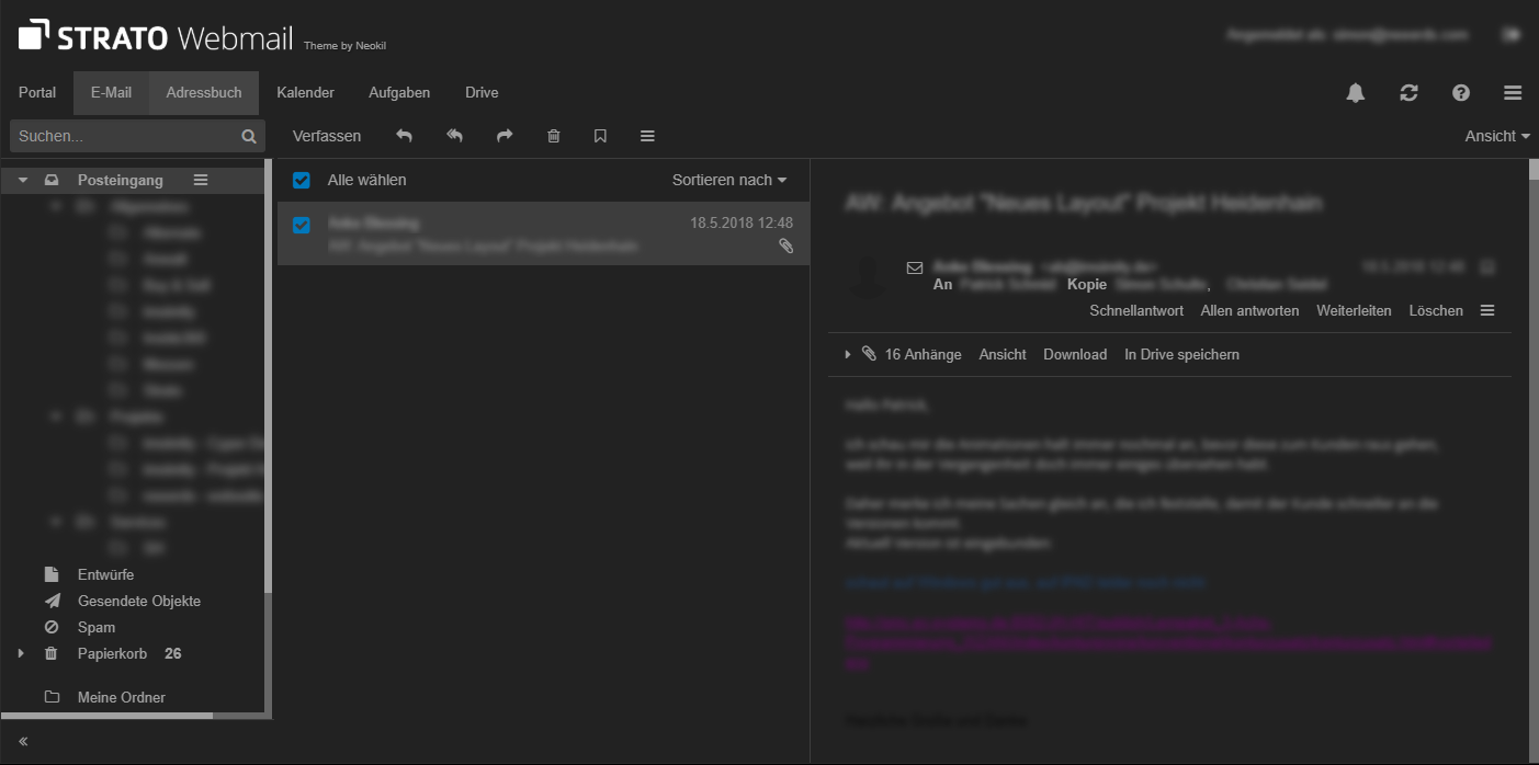 Strato Webmail - Dark Mode