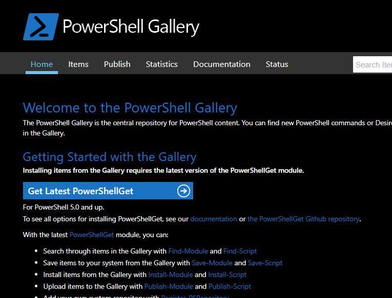 PowerShell Gallery Dark