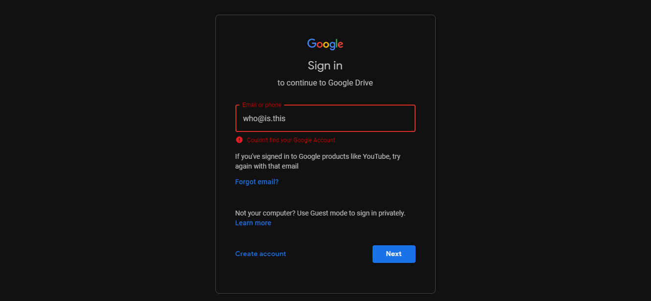 Dark mode for accounts.google.com