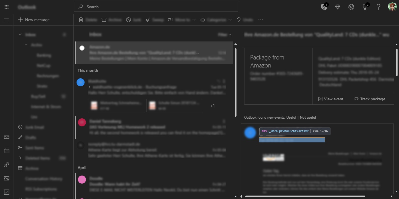 Outlook.com - Dark Mode
