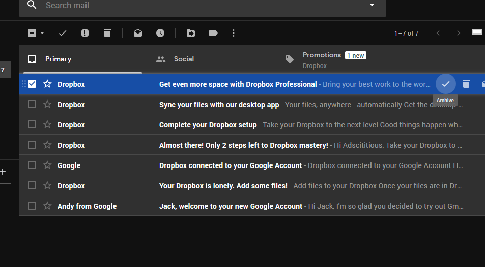 ADD-ON | Replace archive with done-Gmail Dark 2018