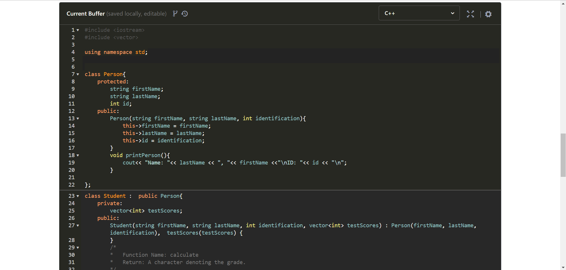 HackerRank Dark Theme Code Editor