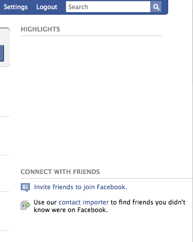 Facebook: Hide Highlights Sidebar
