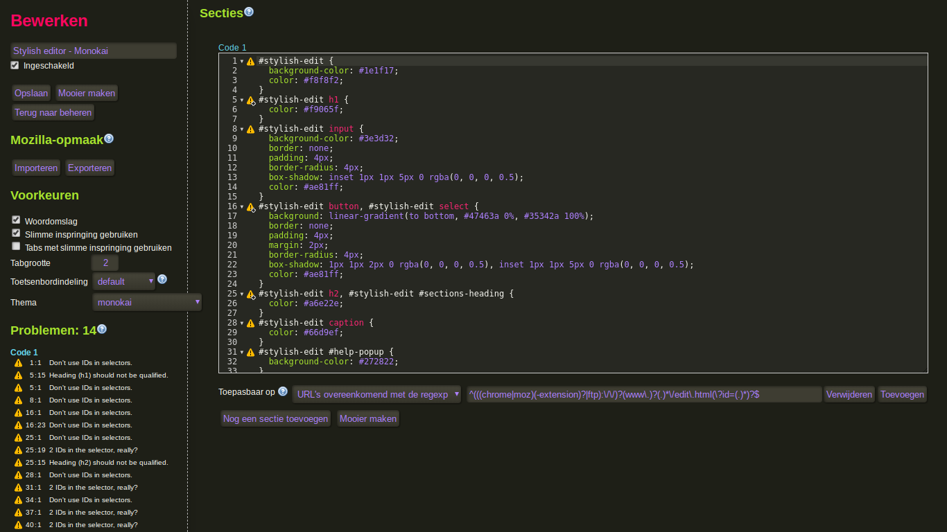 Stylish editor - Monokai
