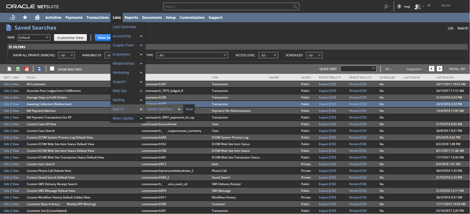 NetSuite Night Theme (ALPHA)