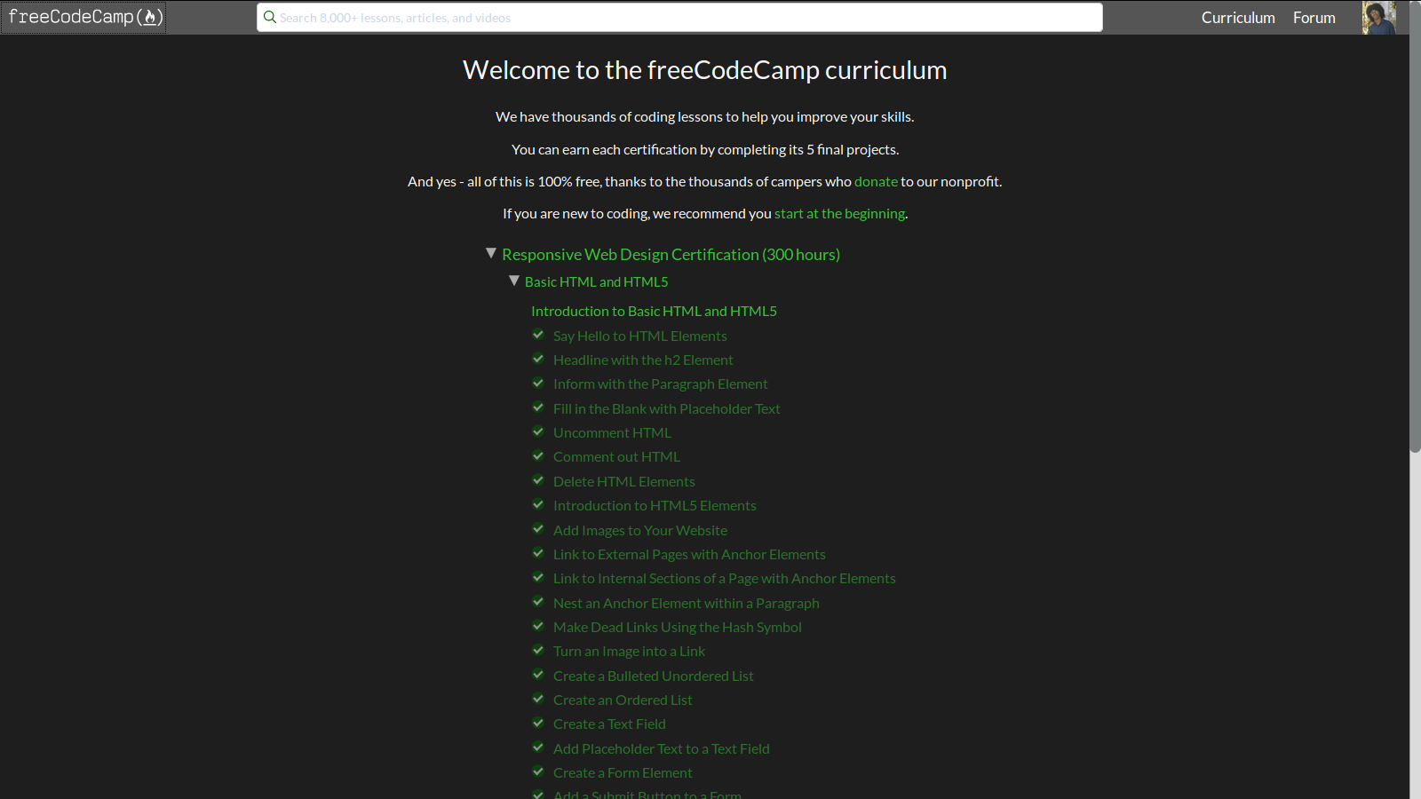 New FreeCodeCamp (Dark)