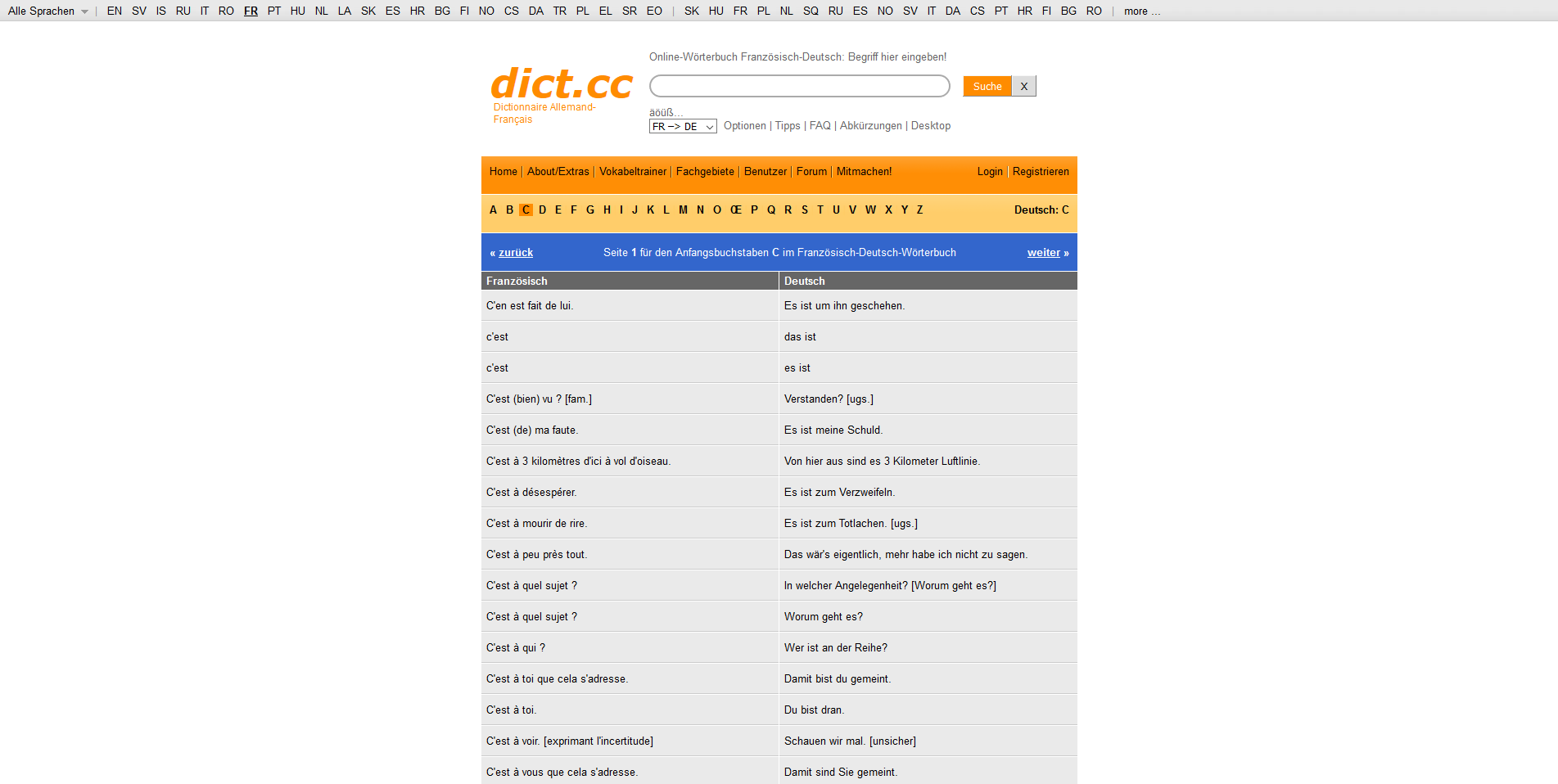 Dict.cc - Larger rows and centralized