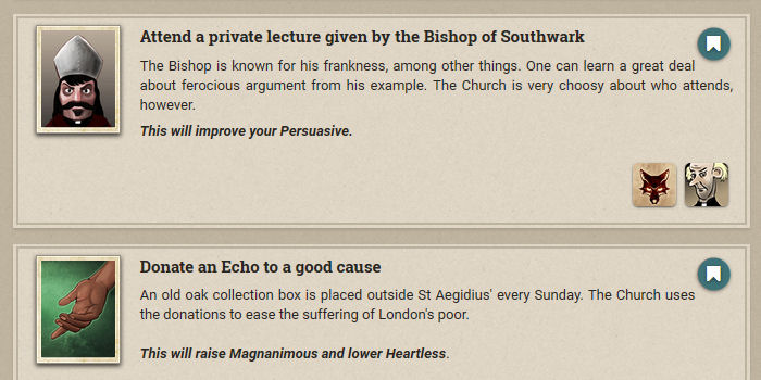 Fallen London - No Ability Improv on Faction Cards