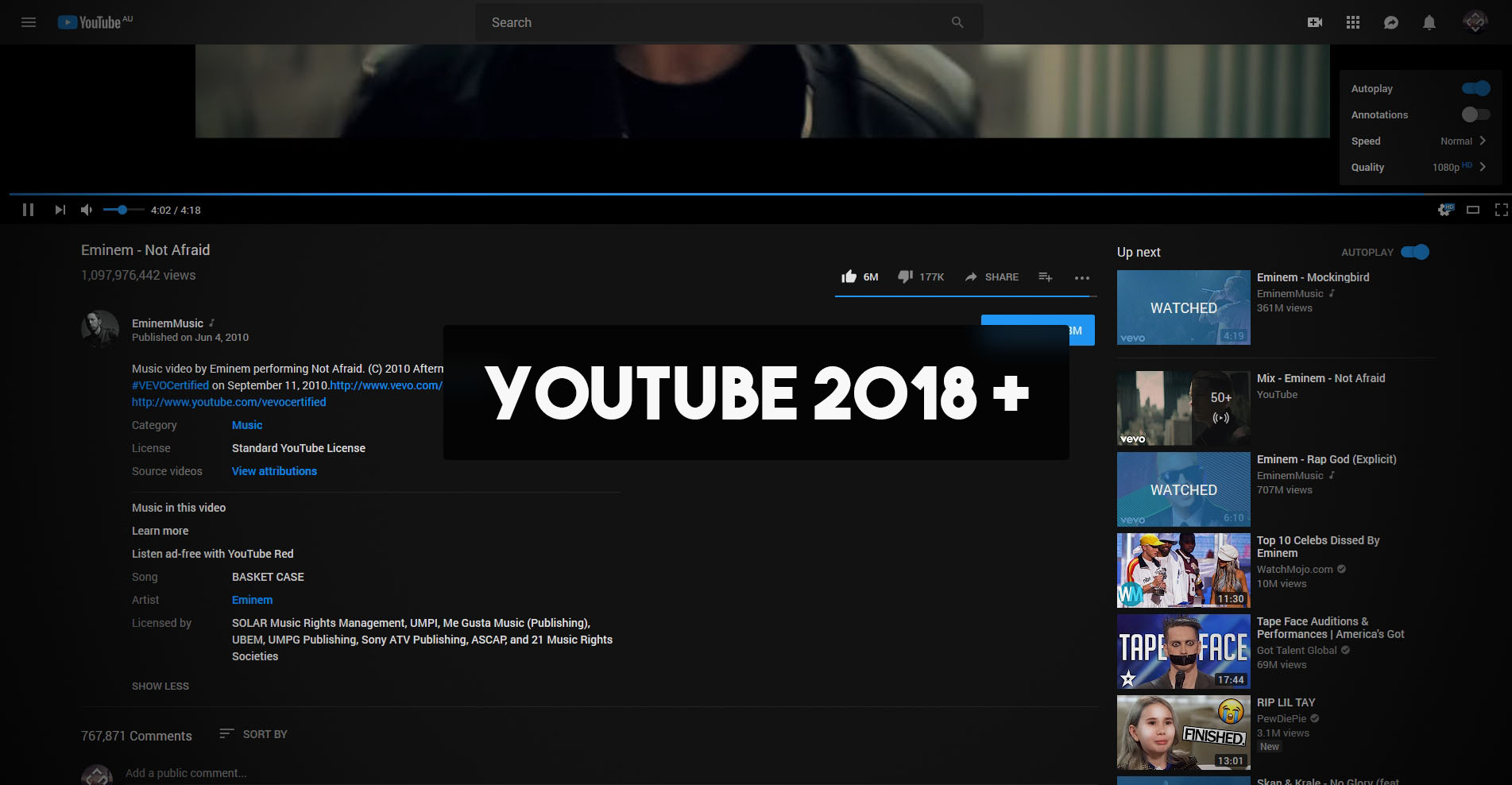 YouTube 2018 +