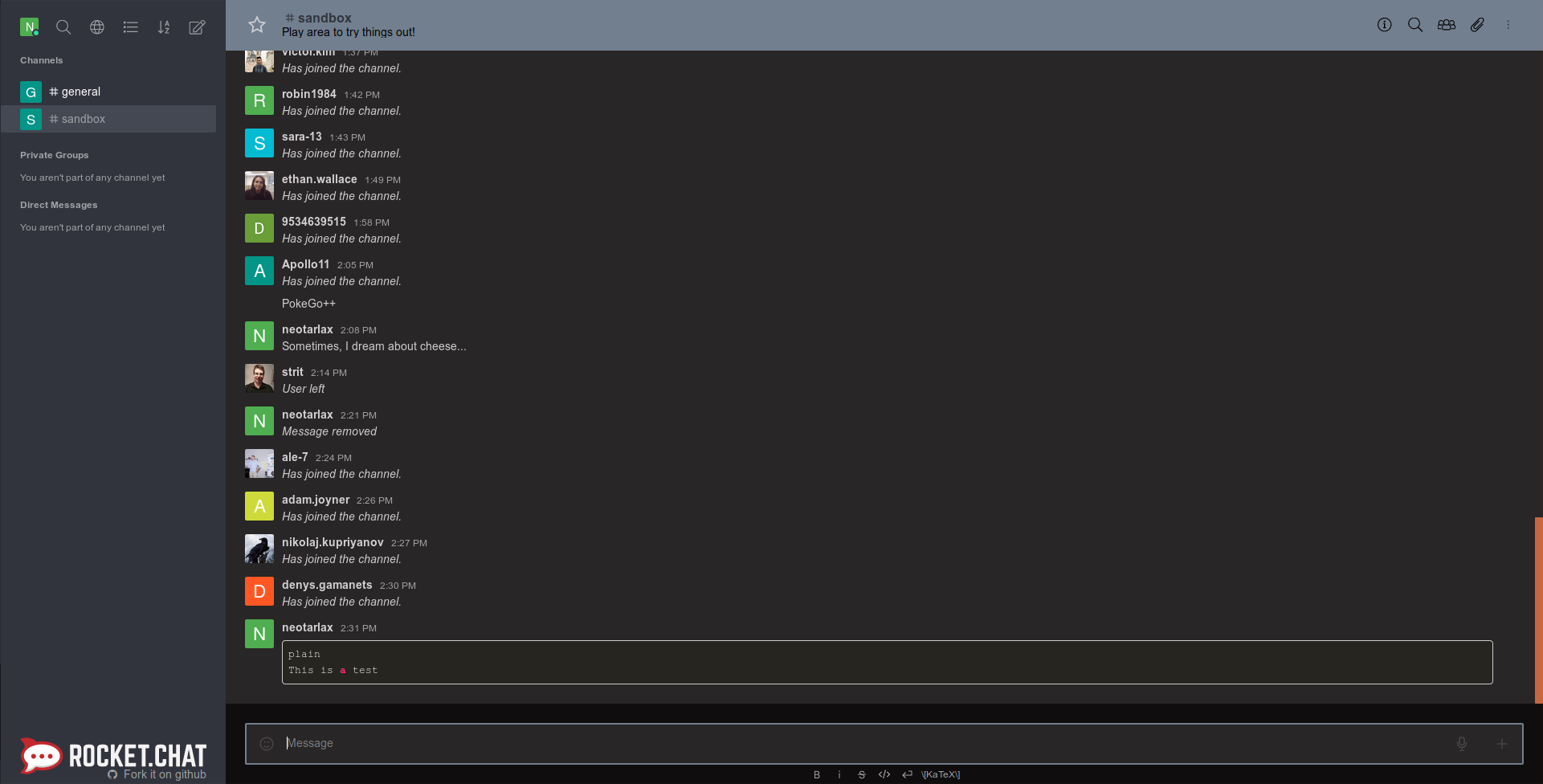 RocketChat Dark Theme