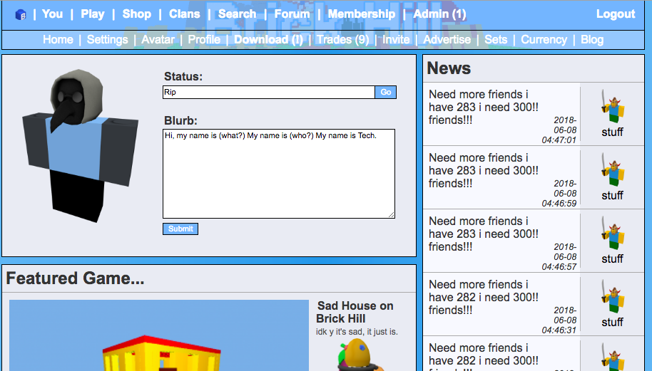 Sticky Toolbar for Brick Hill