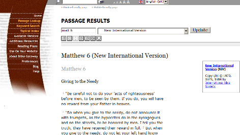 Biblegateway Passage viewer cleaned