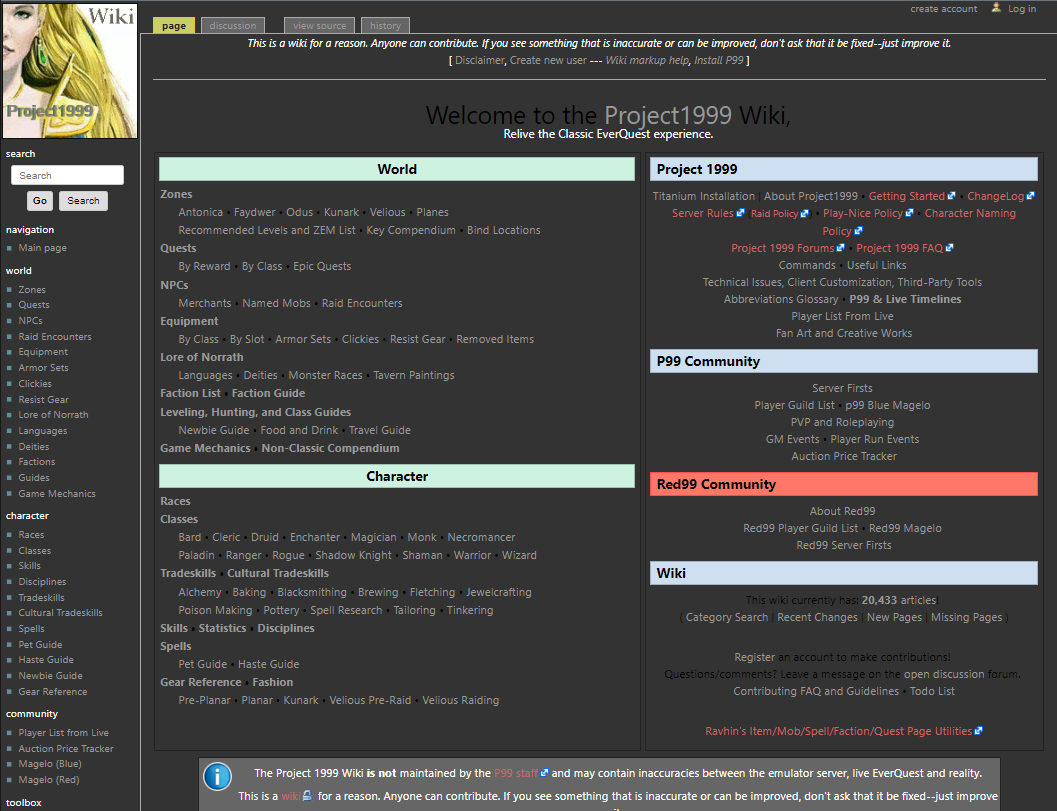 Project 1999 Wiki - Dark Theme