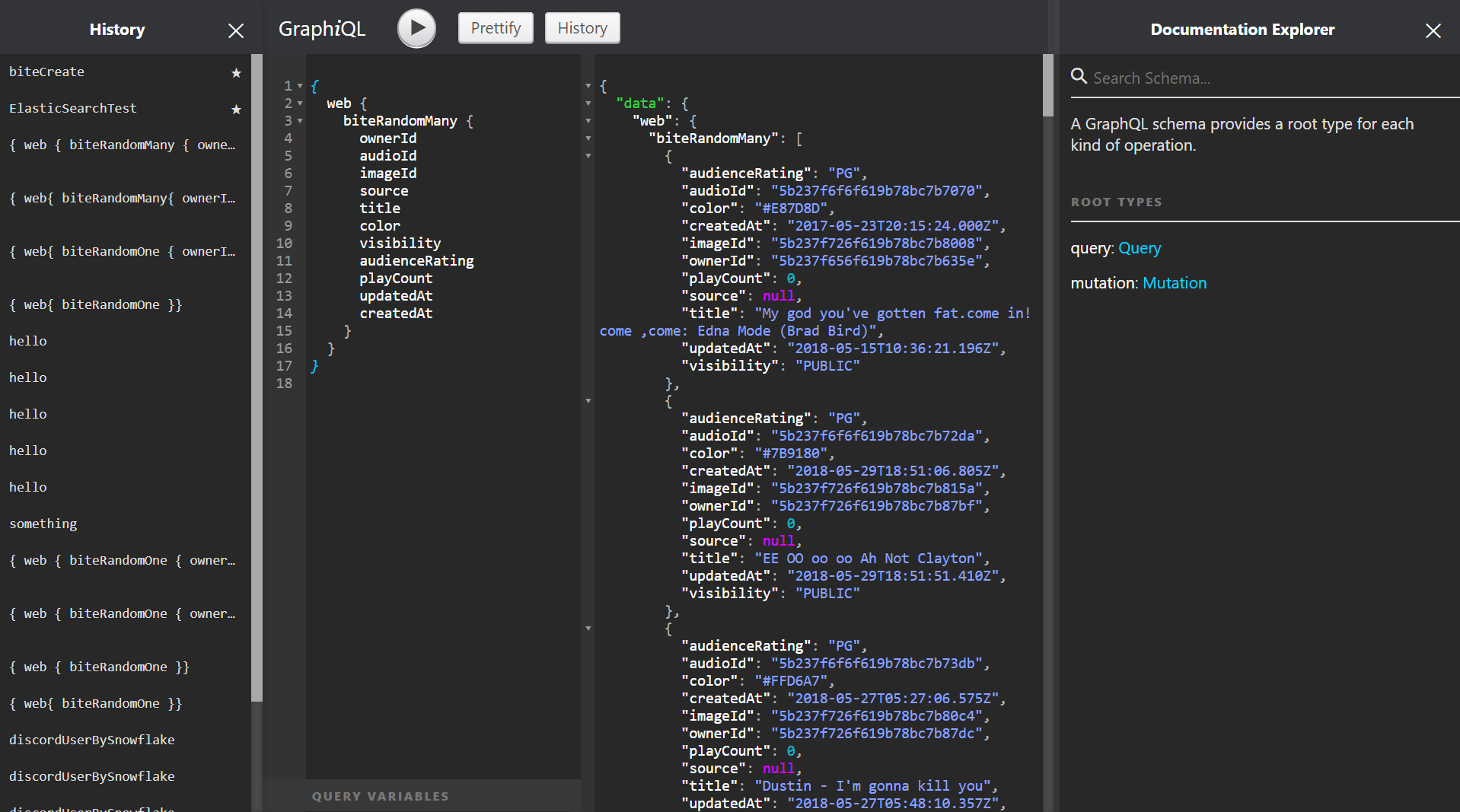 GraphiQL Dark Blue
