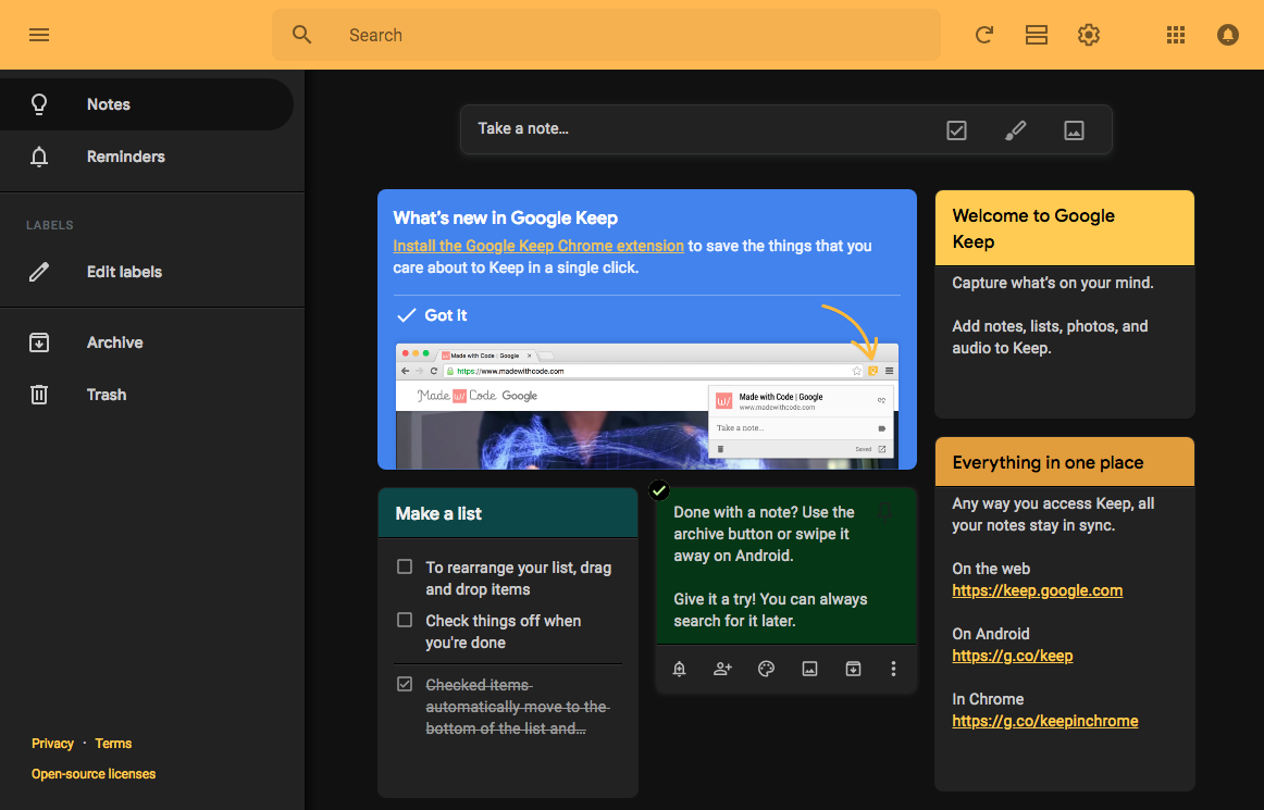Google Keep - Darker Matters