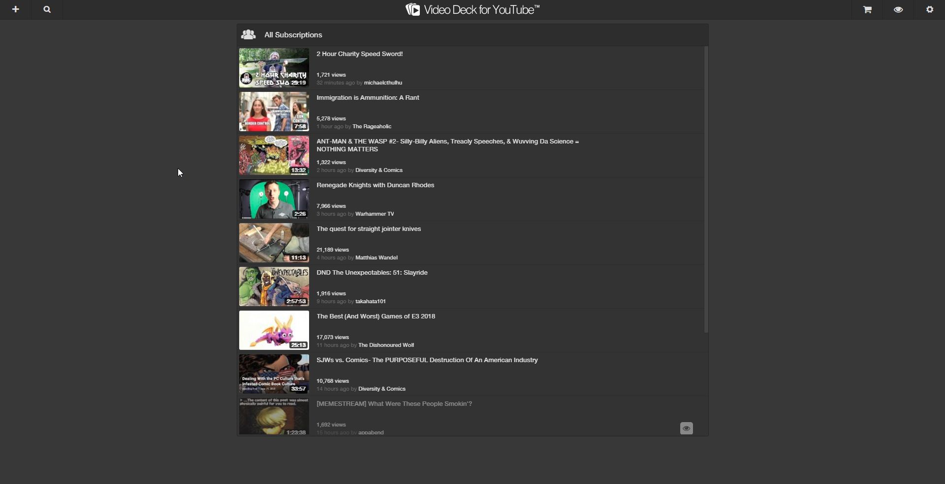 Videodeck single column expansion