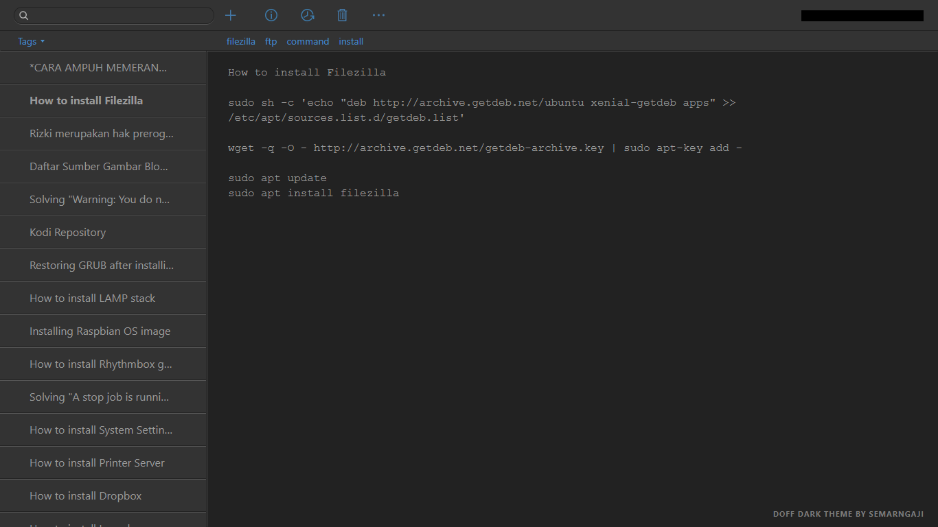 Simplenote Doff Dark Theme