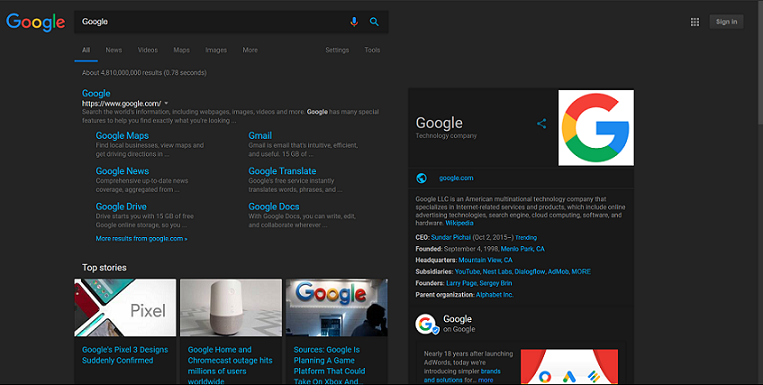 Google Dark Mode