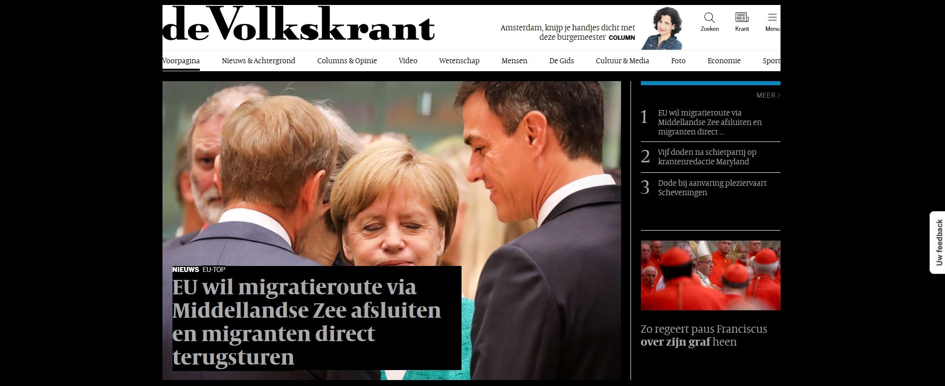 Volkskrant.nl donker kleurenthema