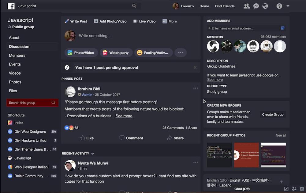 Dark FB clone