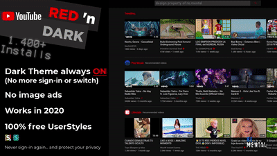 YouTube :: Red n Dark Theme. Deep Black Style.