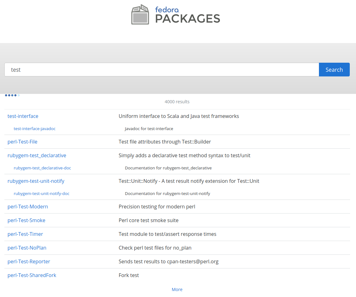 Fedora Package Search: Don't blank on update