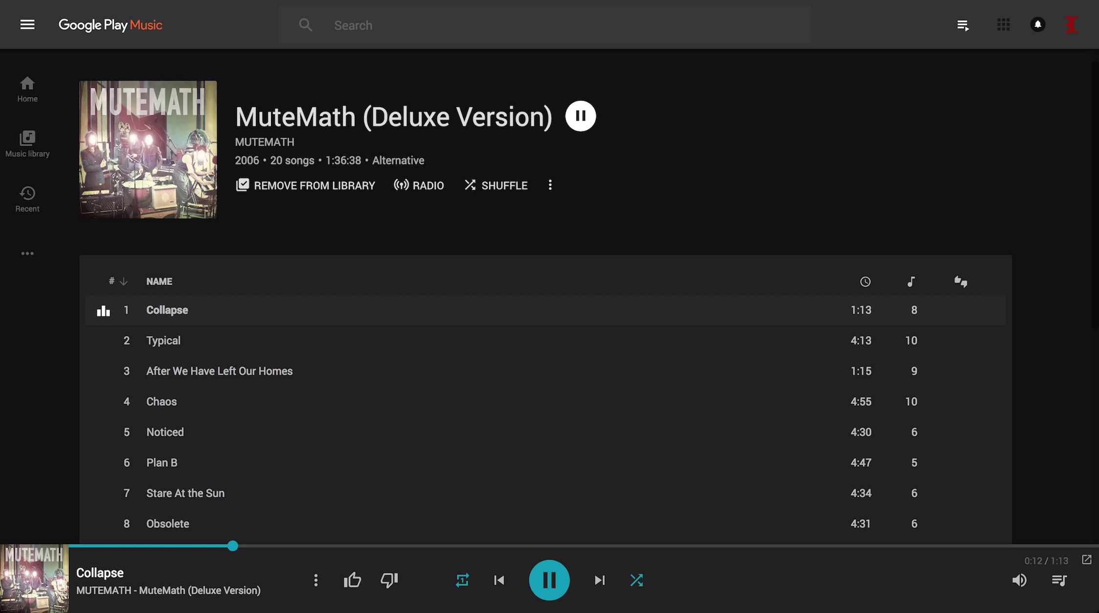 Noctis for Google Play Music