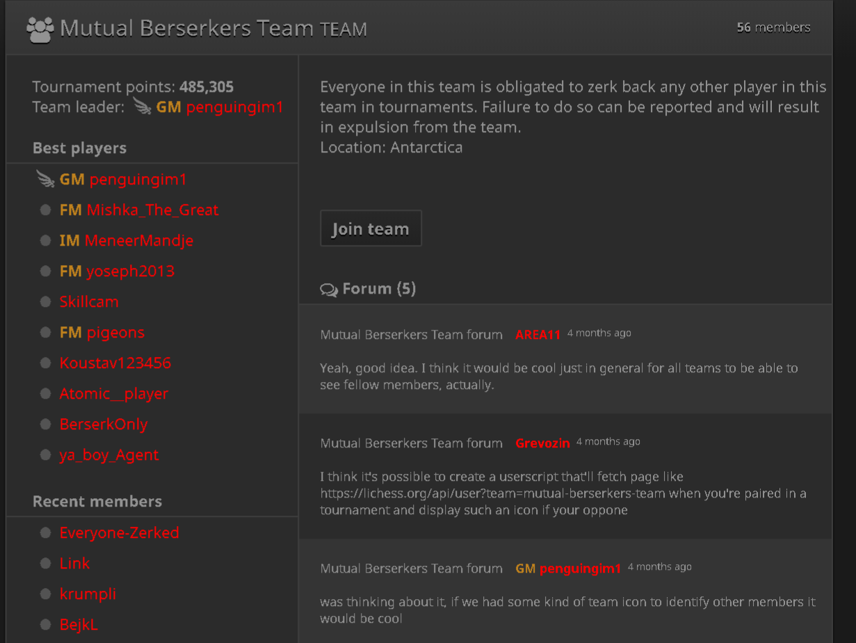 Mutual berserkers team identificators