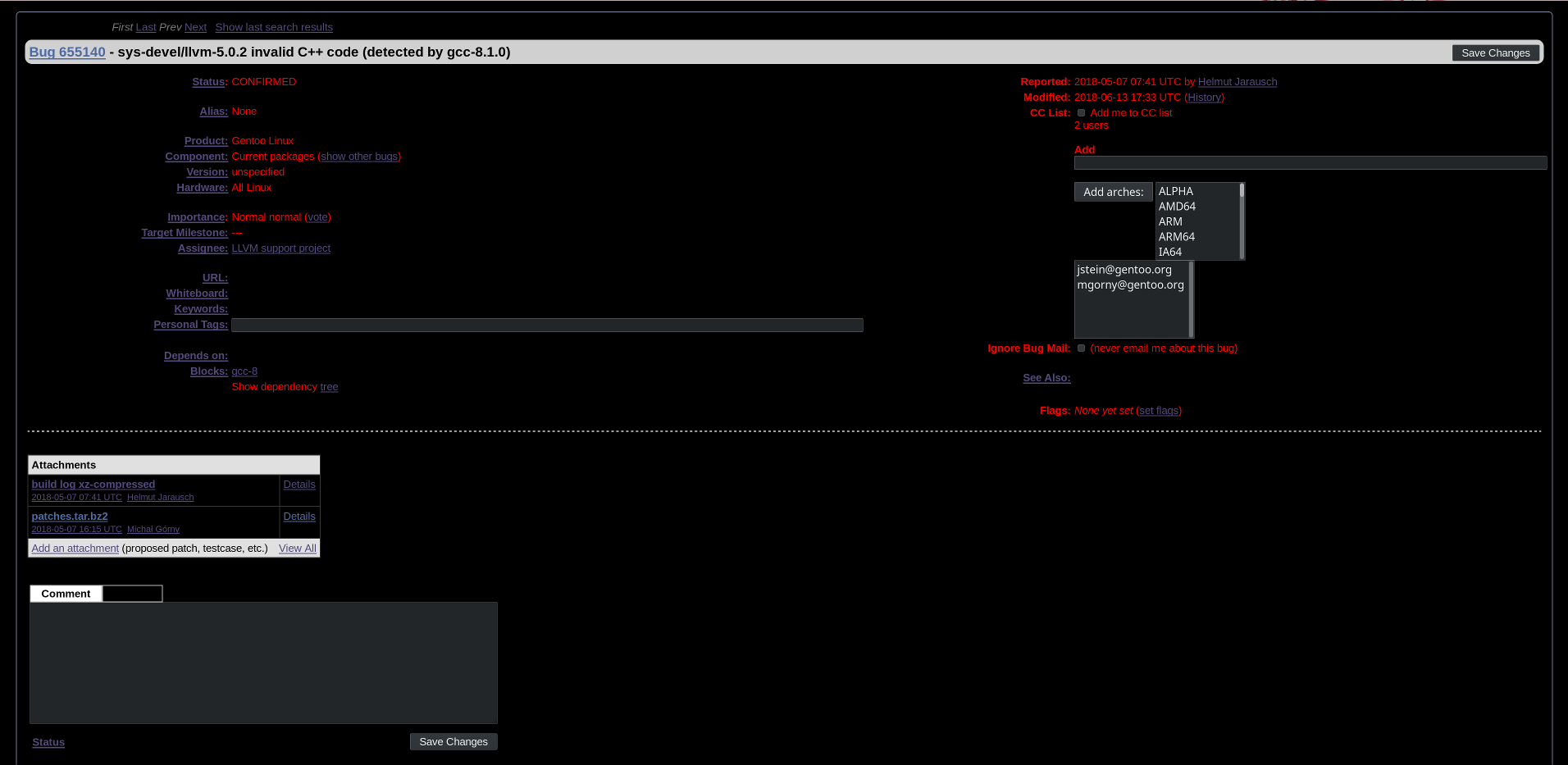 gentoo bugzilla black&red