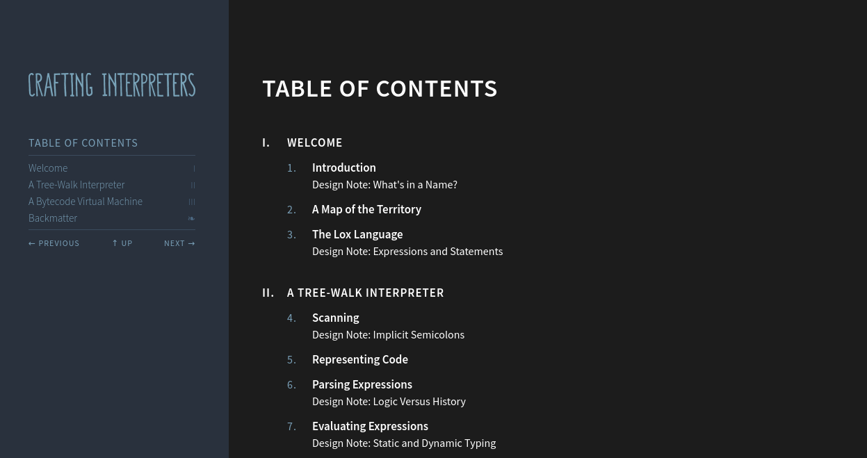 Crafting Interpreters Better Dark