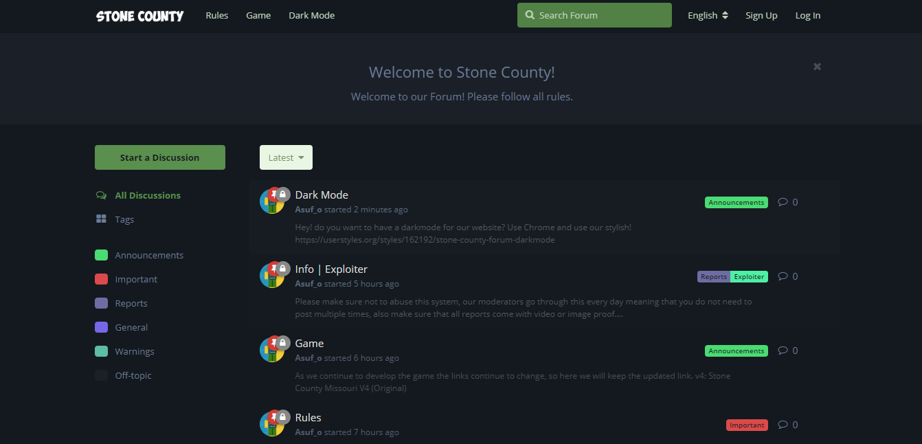 Stone County Forum Darkmode