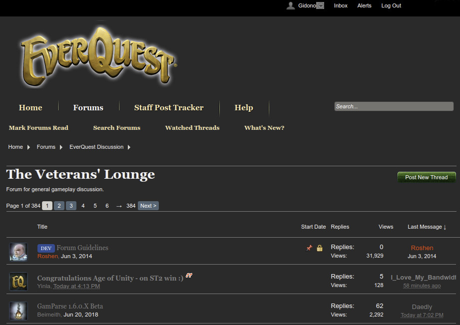 Daybreak EQ Forums Dark Theme