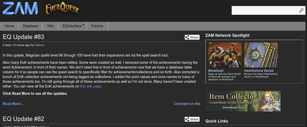 Everquest Allakhazam Dark Theme