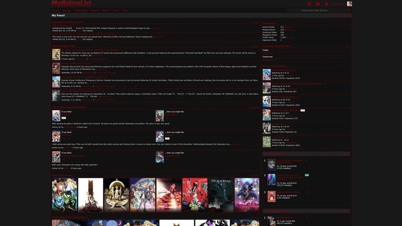 MyAnimeList Dark Red Theme + Some Extras(See Desc)