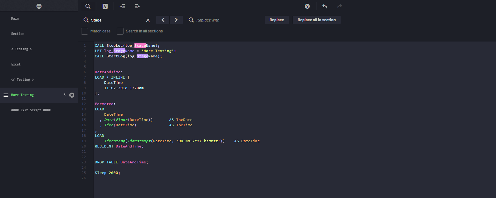 Dracula Theme - Qlik Sense Data Load Editor