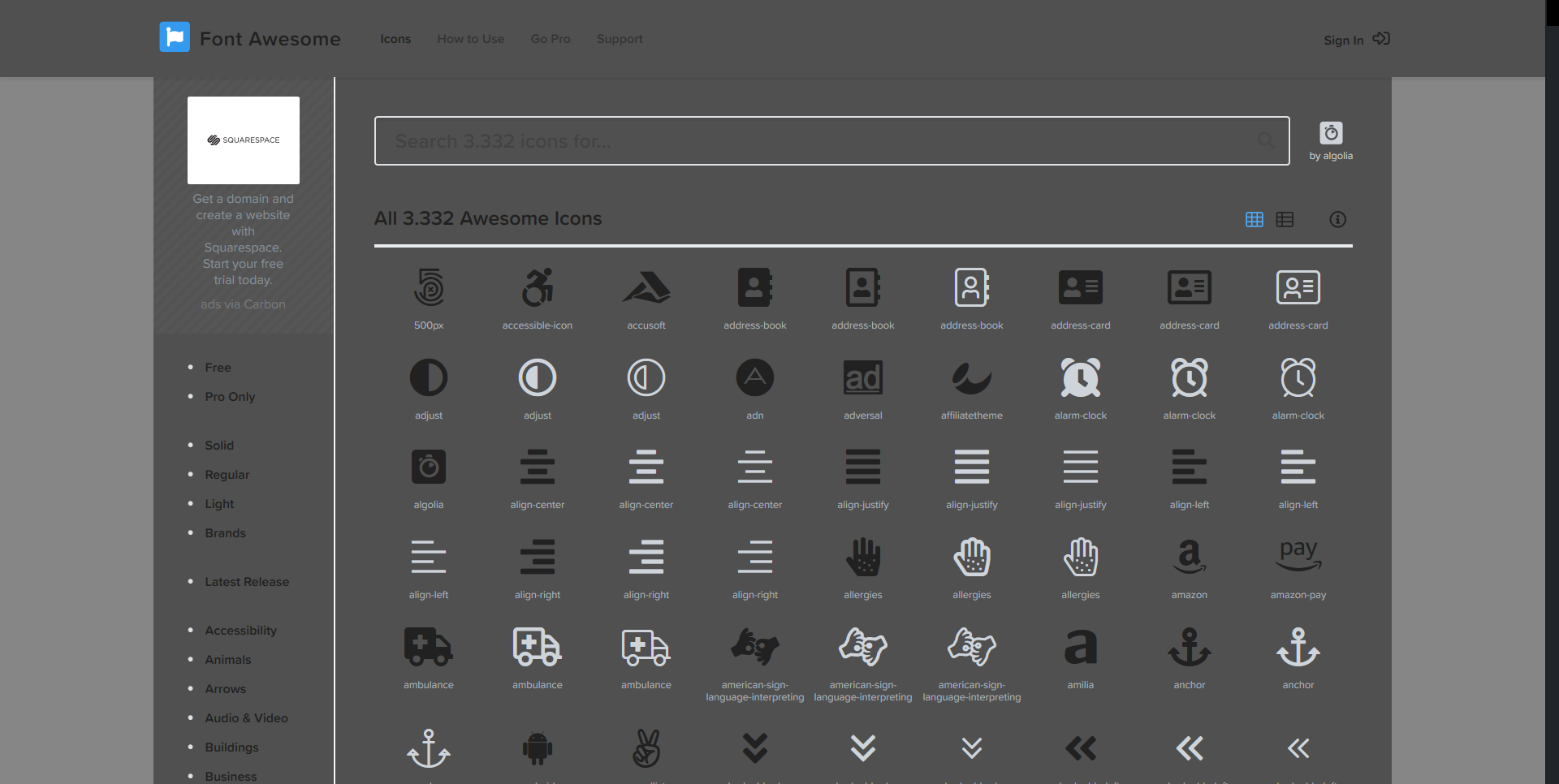 Fontawesome.com Dark Theme